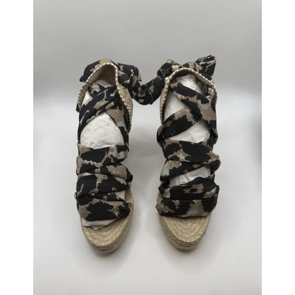 Diane von Furstenberg x Castañer Jorgelina Leopard Wedge Espadrilles Size 6 NIB